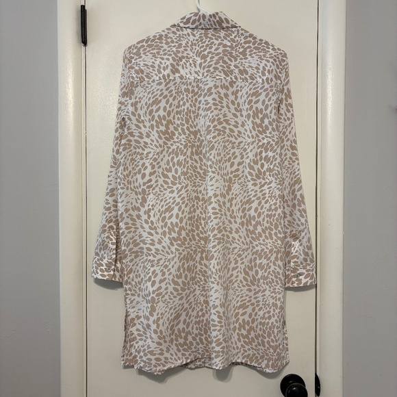 Coolibar Women's UPF 50+ Tab-Sleeve Button-Front Tunic Shirt Top M Khaki Print - Picture 7 of 12